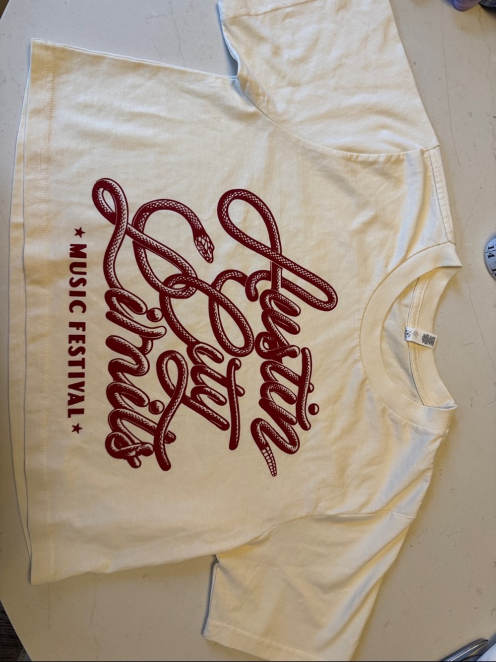 Cream ‘Austin City Music Festival' Graphic Tee with Burgundy Script